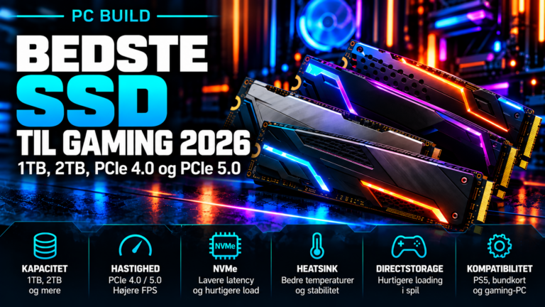 Bedste SSD til gaming 2026 – 1TB, 2TB, PCIe 4.0 og PCIe 5.0