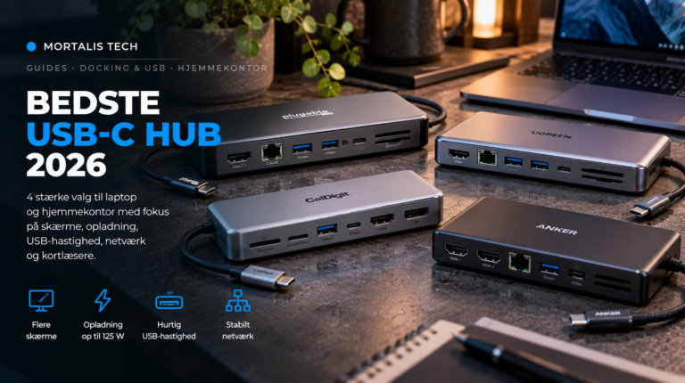Illustration af USB-C hubs til laptop og hjemmekontor – MORTALIS TECH