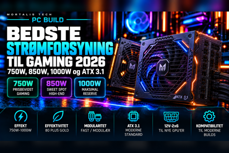Bedste strømforsyning til gaming-PC 2026 – 750W, 850W, 1000W og ATX 3.1