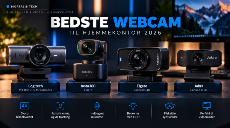 Illustration af fire webcams til hjemmekontor – MORTALIS TECH
